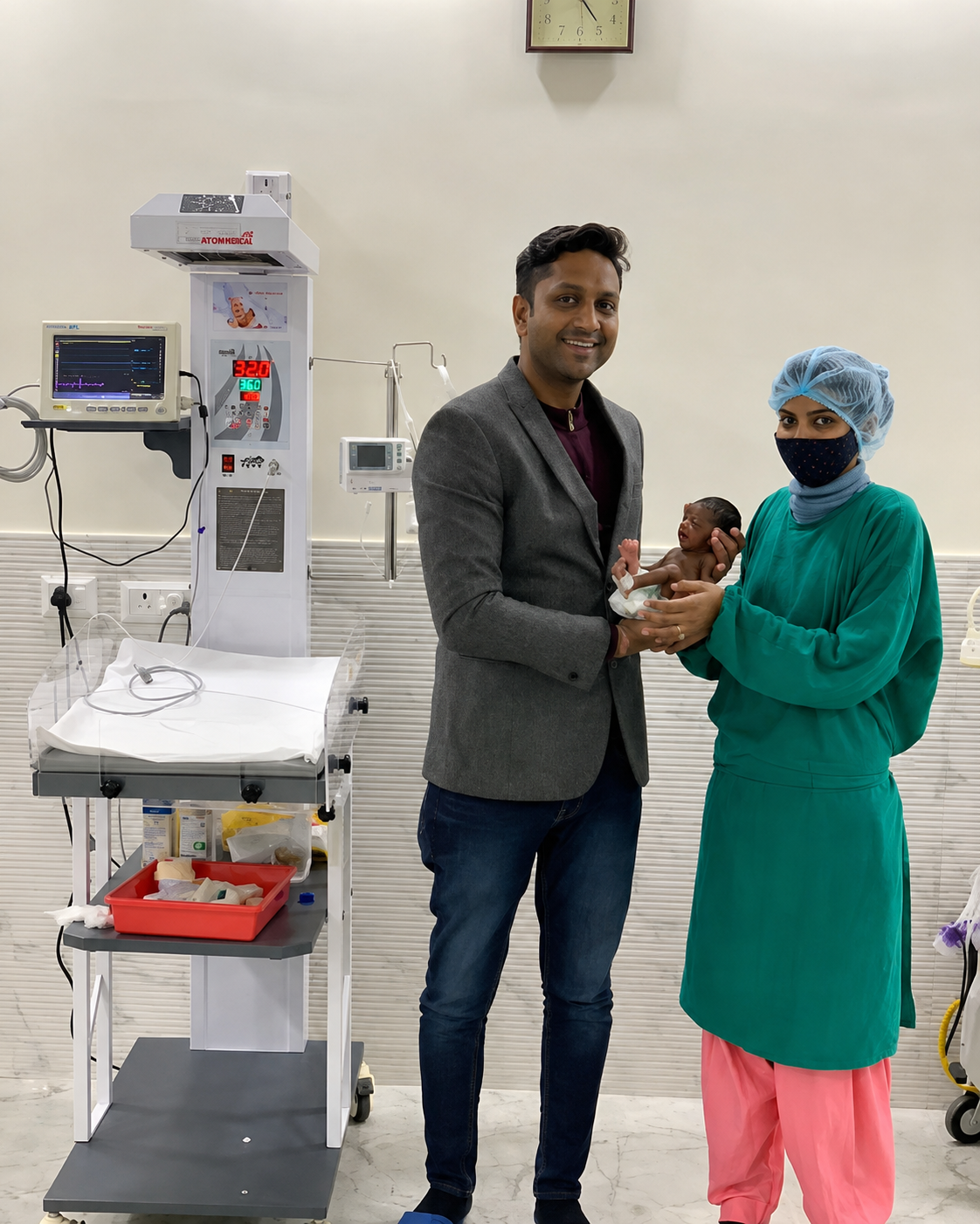 Doctor and neonatal medical team caring for a newborn at Umang Medical Centre